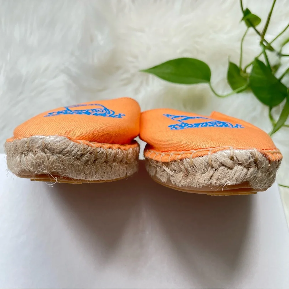 GANNI Orange Embroidered Canvas Espadrille Slippers Women’s Size 9 EU 39 NIB